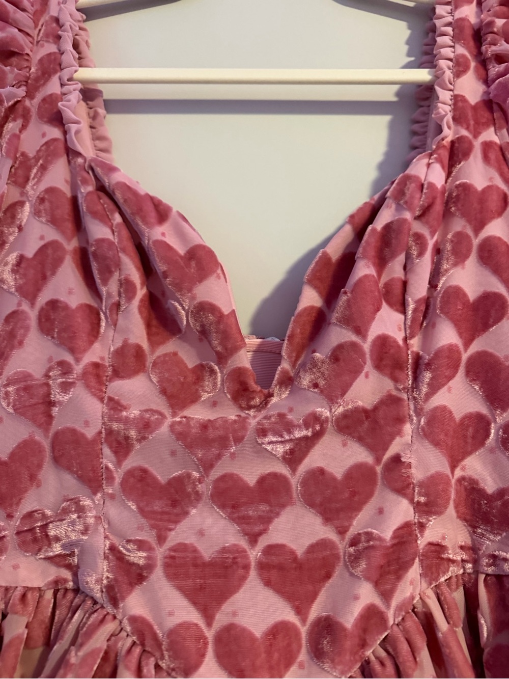 For Love and Lemons Pink Heart Velvet Sweetheart Mini Dress - Picture 6 of 9